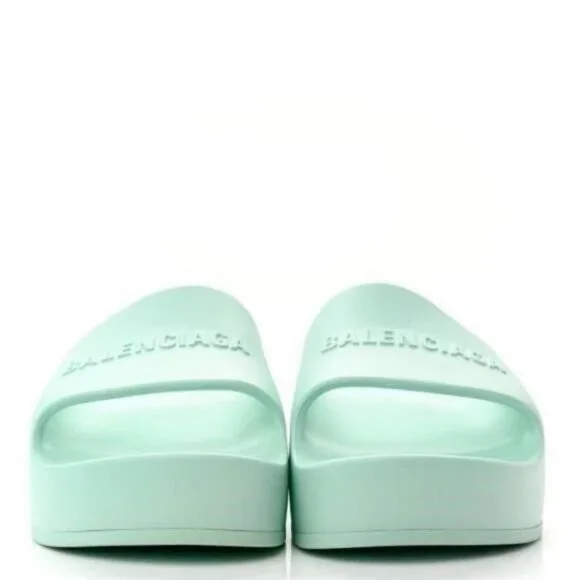 100% - New Authentic BALENCIAGA  Rubber Womens Chunky Slide Sandals 36 Green Aq… - Picture 7 of 10